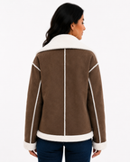 Jaqueta Feminina Elegance Lapela Marrom