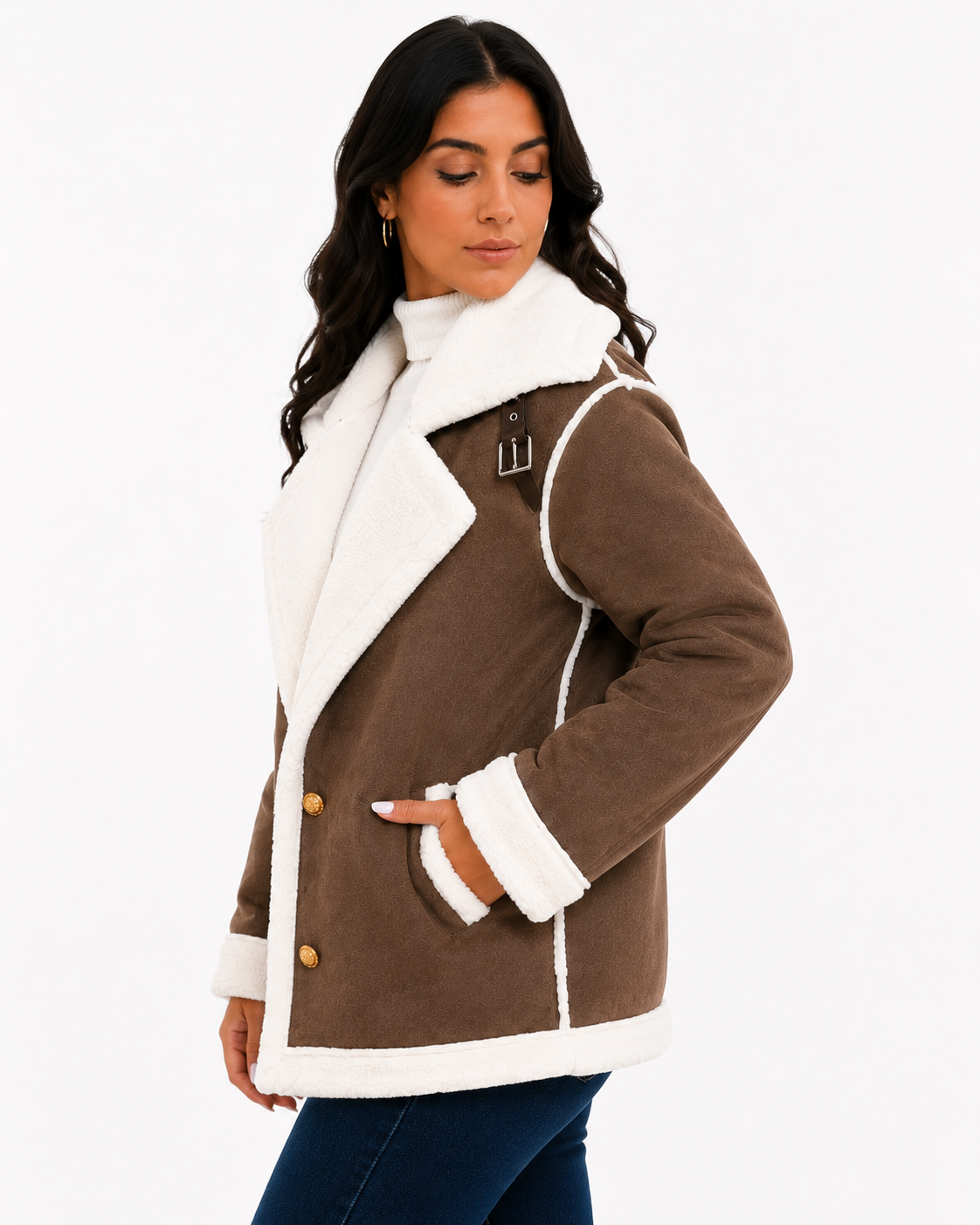 Jaqueta Feminina Elegance Lapela Marrom