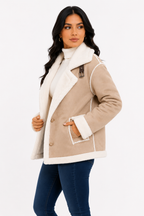 Jaqueta Feminina Elegance Lapela Bege