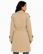 Sobretudo Feminino Amanda Bege | Trench Coat Térmico Forrado com Cinto