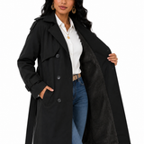 Sobretudo Feminino Amanda Preto | Trench Coat Térmico Forrado com Cinto