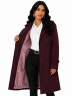 Sobretudo Feminino Amanda Vinho | Trench Coat Térmico Forrado com Cinto