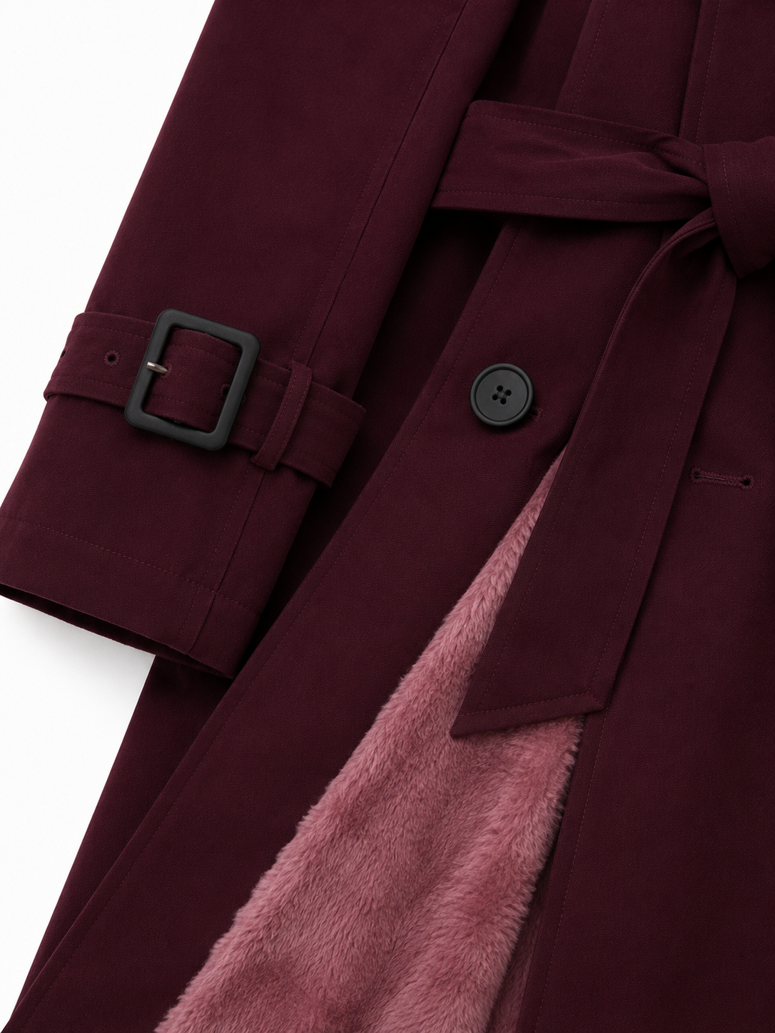 Sobretudo Feminino Amanda Vinho | Trench Coat Térmico Forrado com Cinto