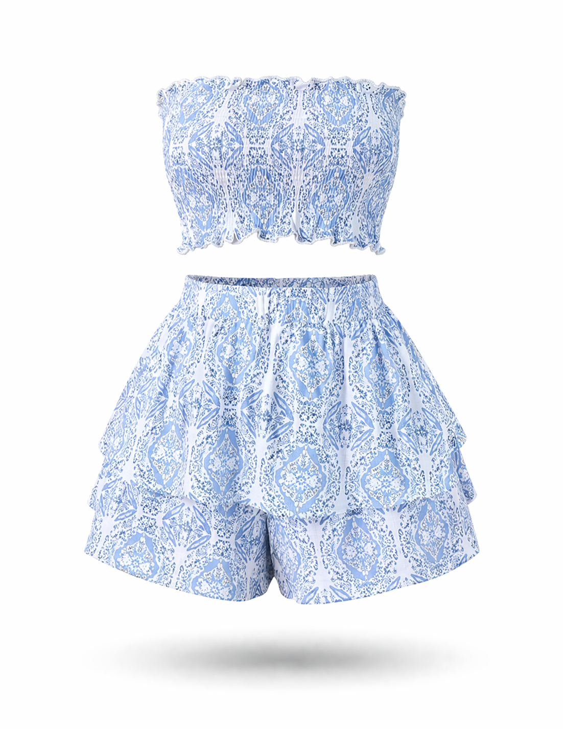 Conjunto Lorena – Top Tomara que Caia e Short Estampado