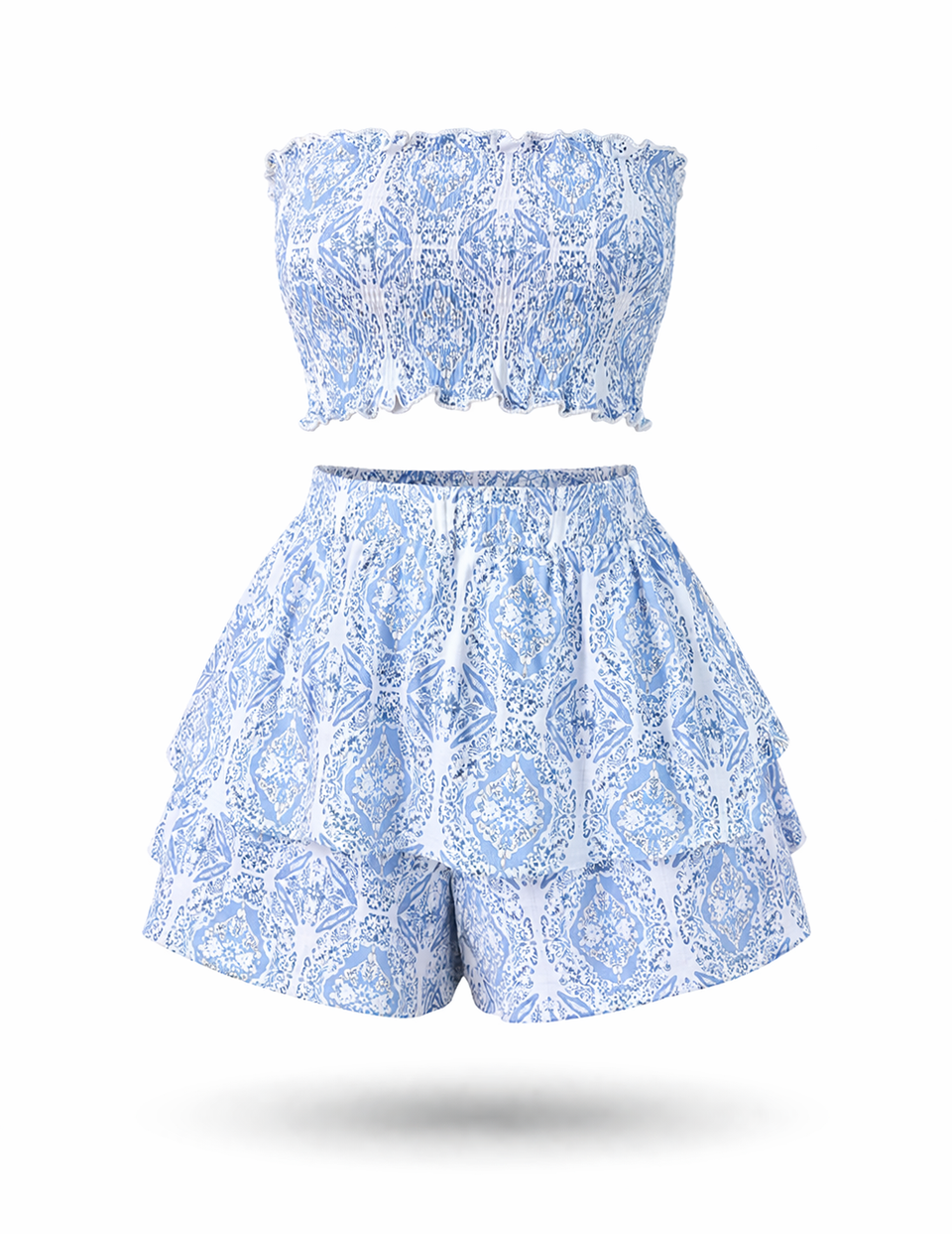 Conjunto Lorena – Top Tomara que Caia e Short Estampado