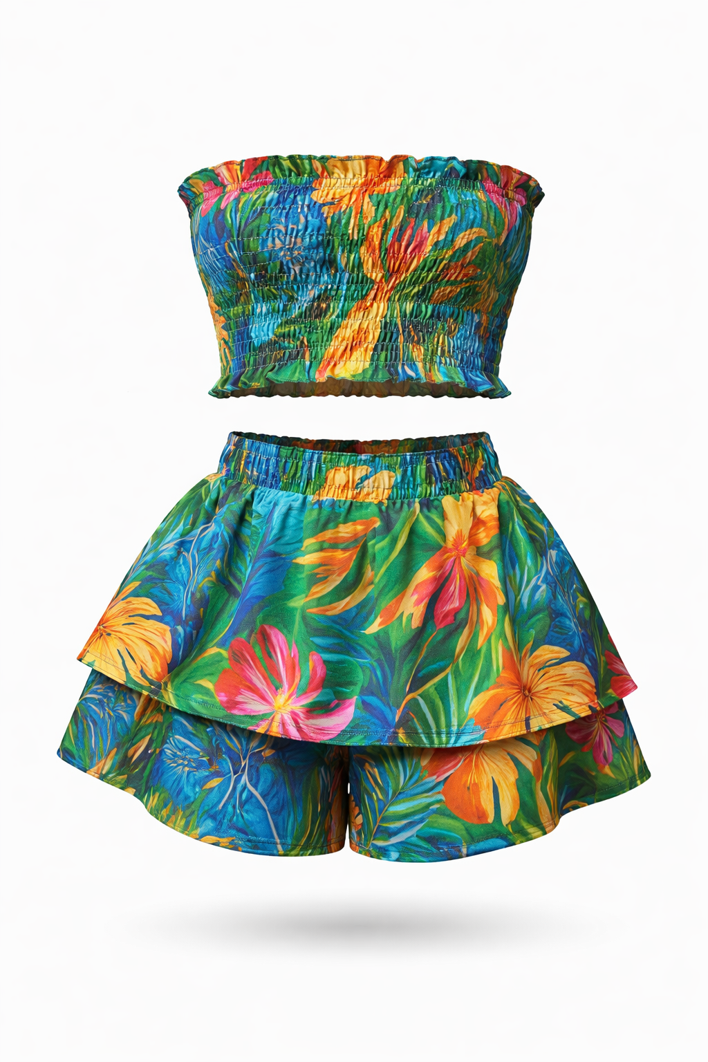Conjunto Lorena – Top Tomara que Caia e Short Estampado