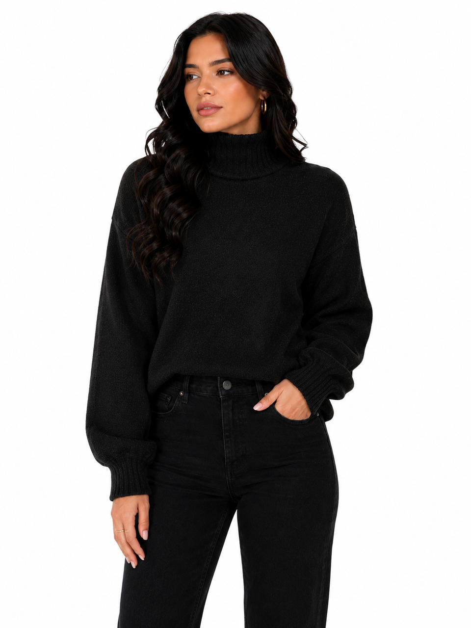 Suéter Feminino Gola Alta Midnight Elegance