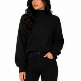 Suéter Feminino Gola Alta Midnight Elegance