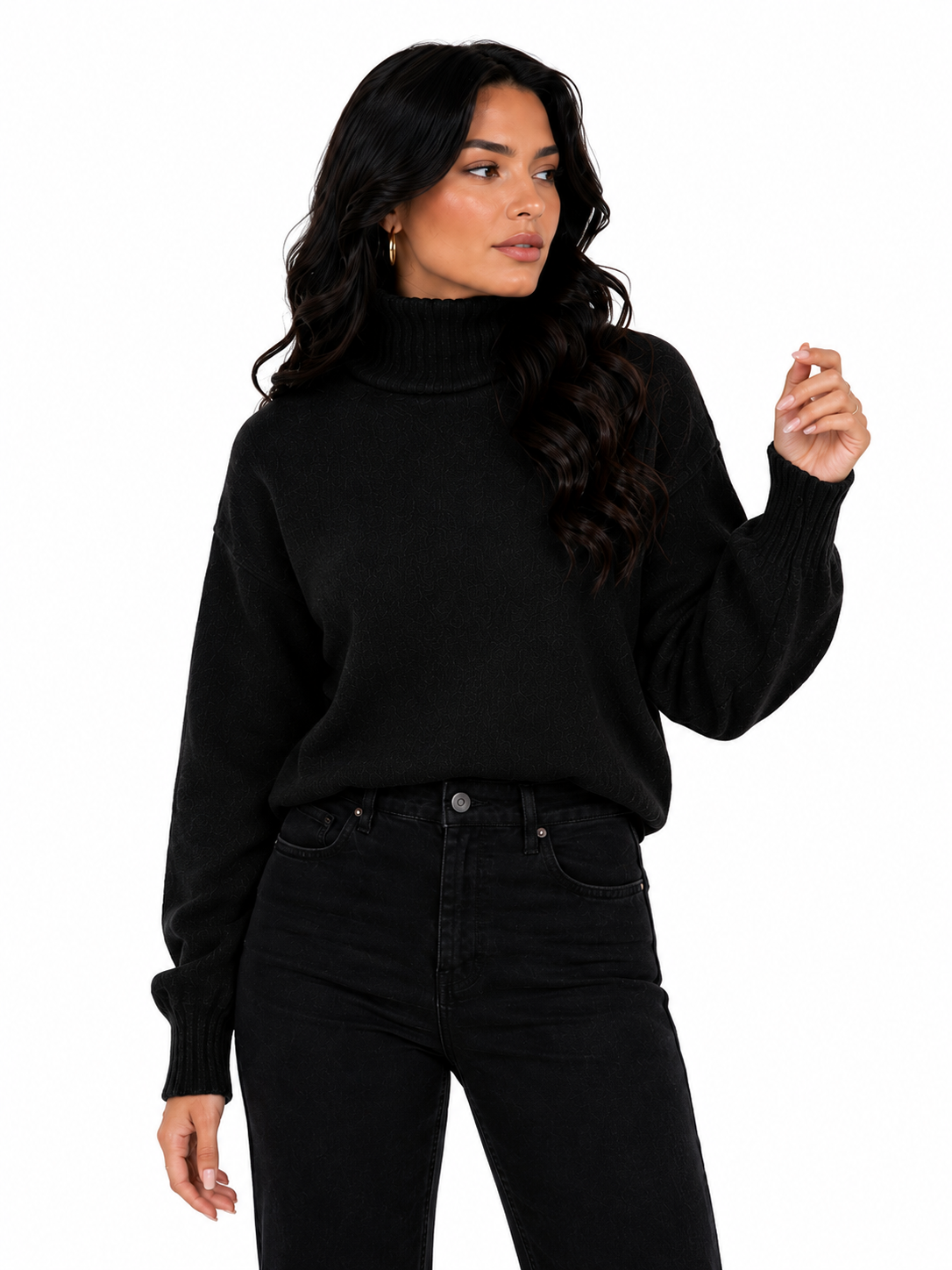 Suéter Feminino Gola Alta Midnight Elegance