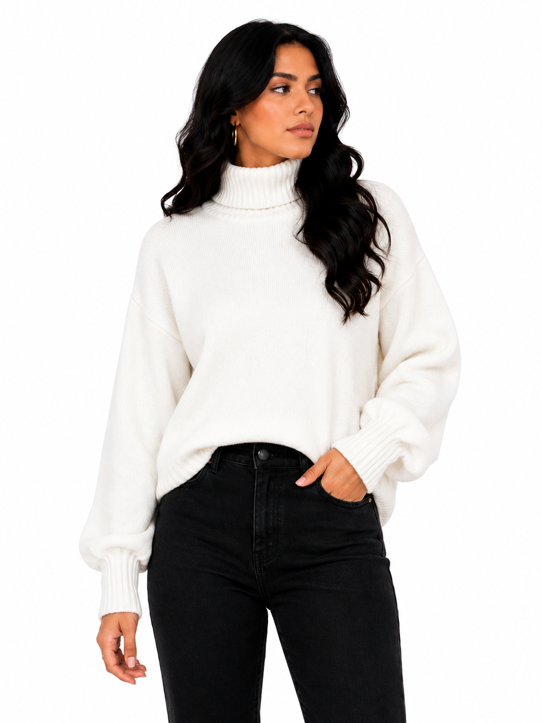 Suéter Feminino Gola Alta Snow Elegance