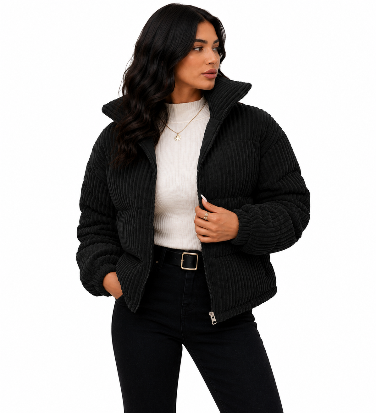 Jaqueta Feminina Velvet Noir Puffer