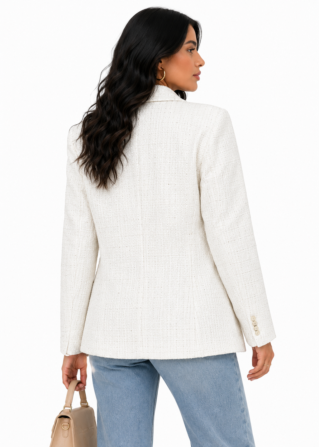 Blazer Feminino Elegance Tweed Off White