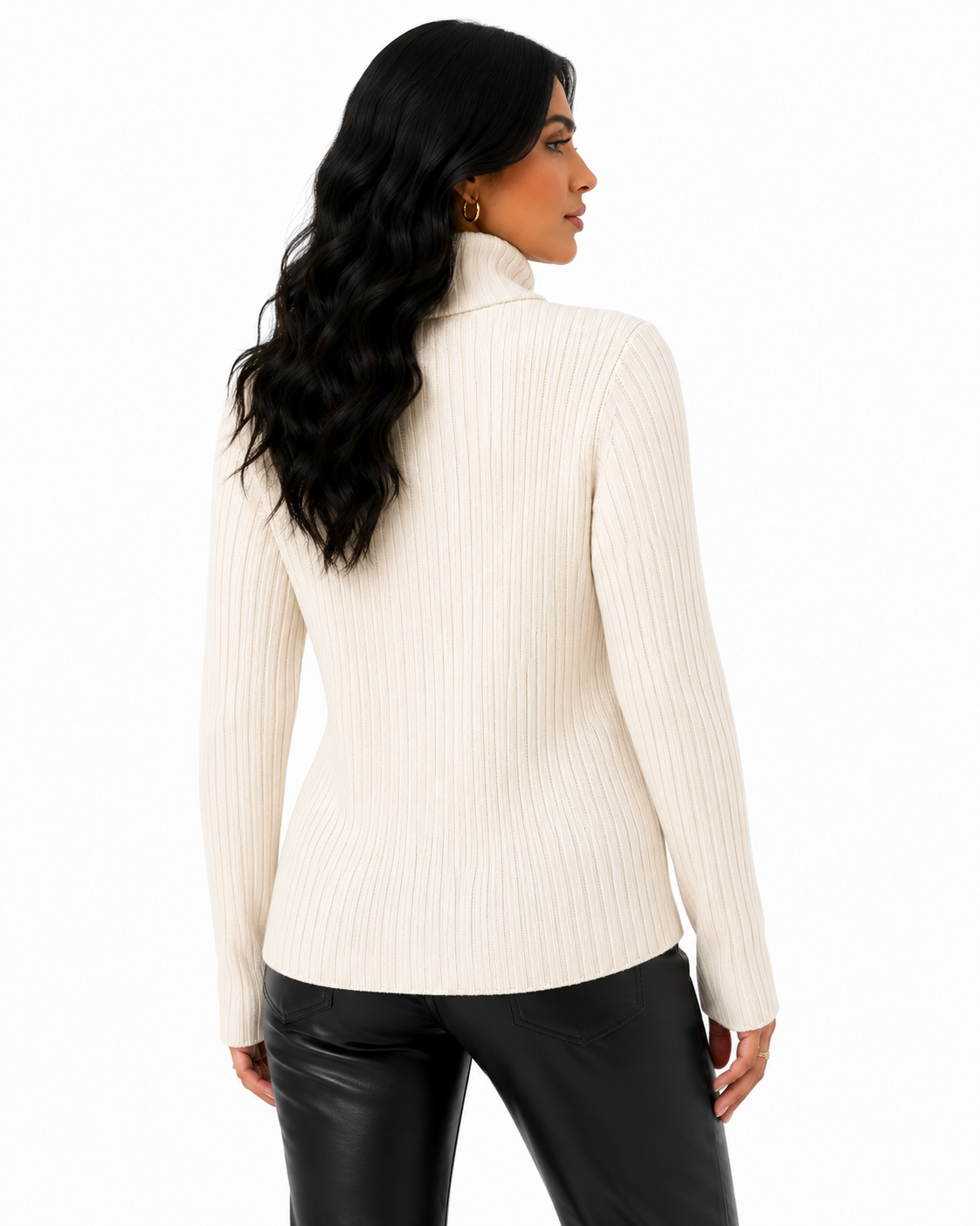 Casaco Feminino Gola Alta Canelado Off White