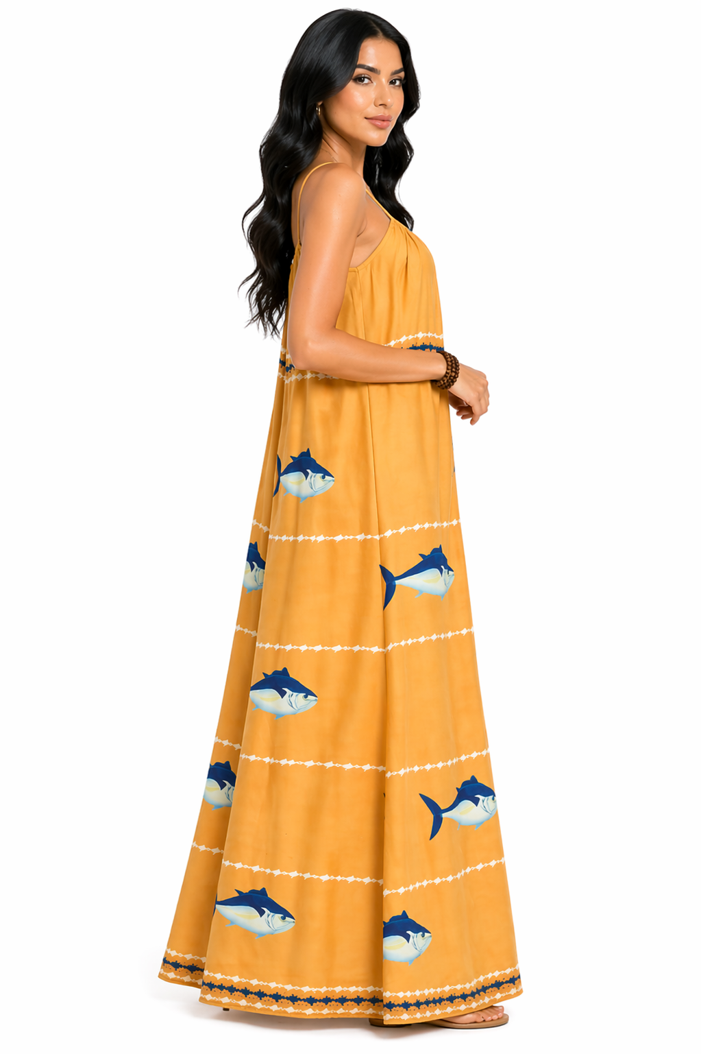 Vestido Plus Size Longo Estampado Tropical com Toque Descontraído