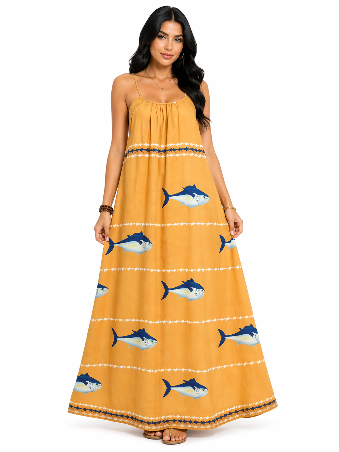 Vestido Plus Size Longo Estampado Tropical com Toque Descontraído