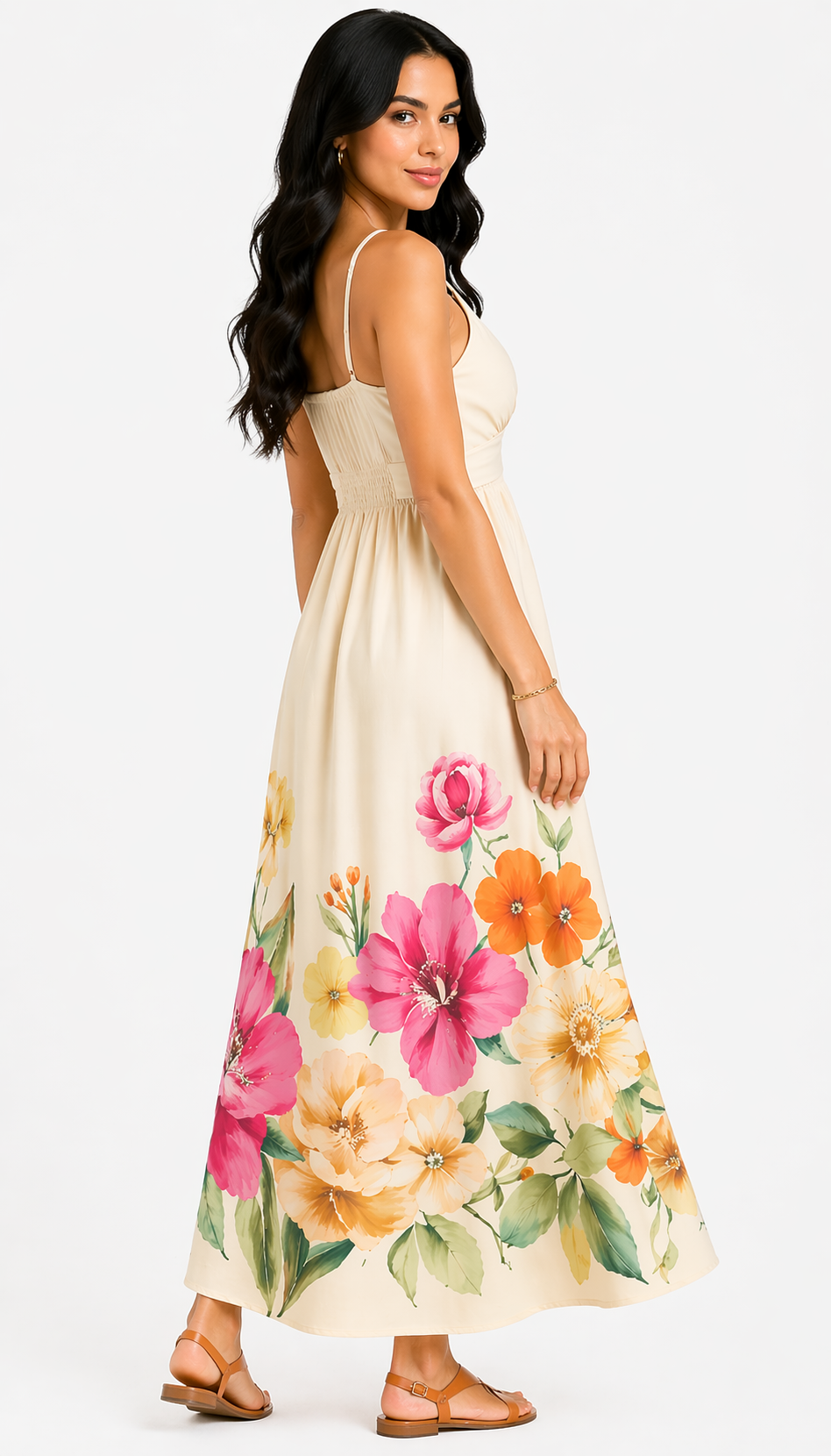 Vestido Sofisticação Floral Débora em Longo Estilo Tropical