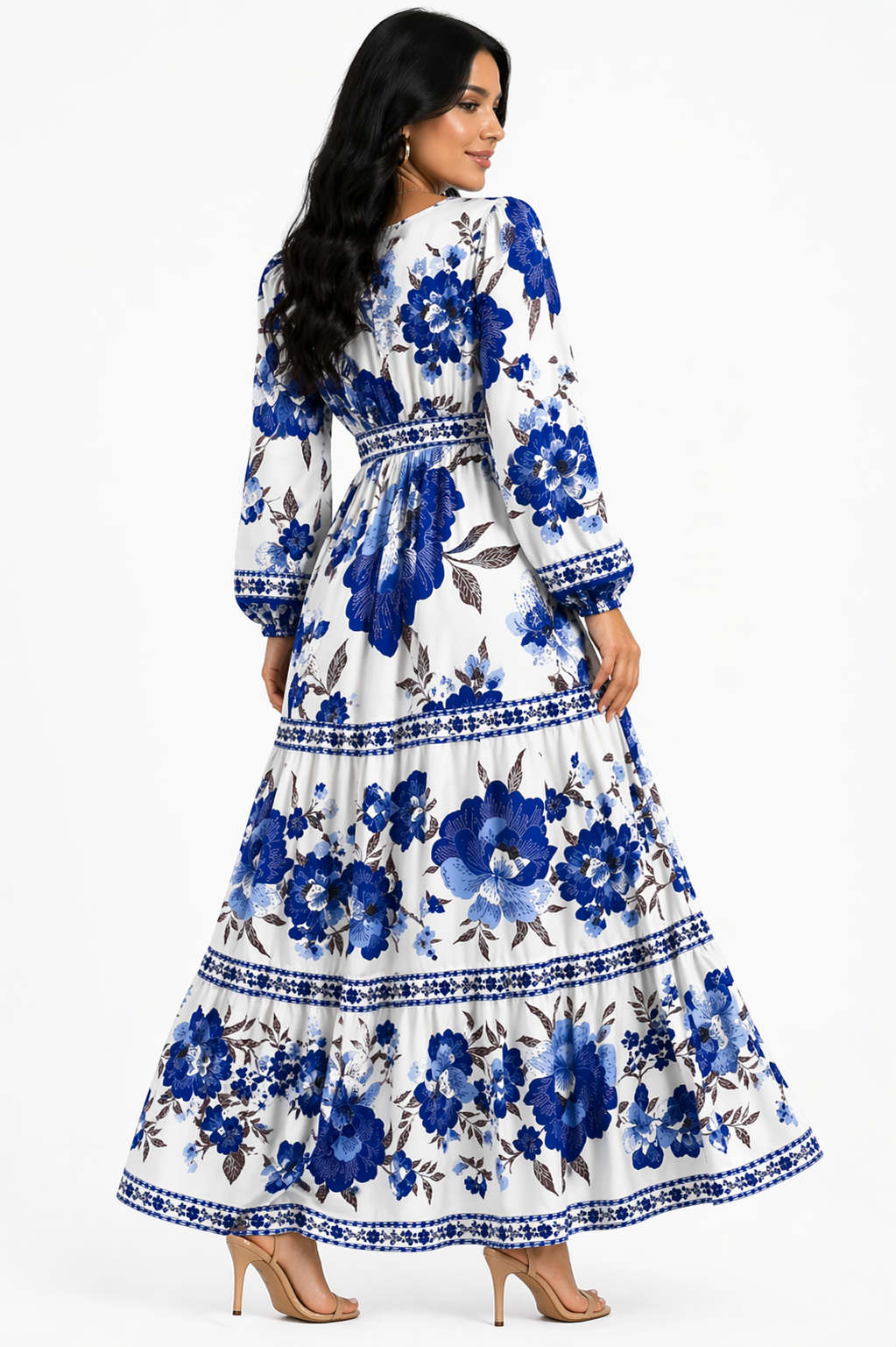 Vestido Midi Floral Elegance Azul