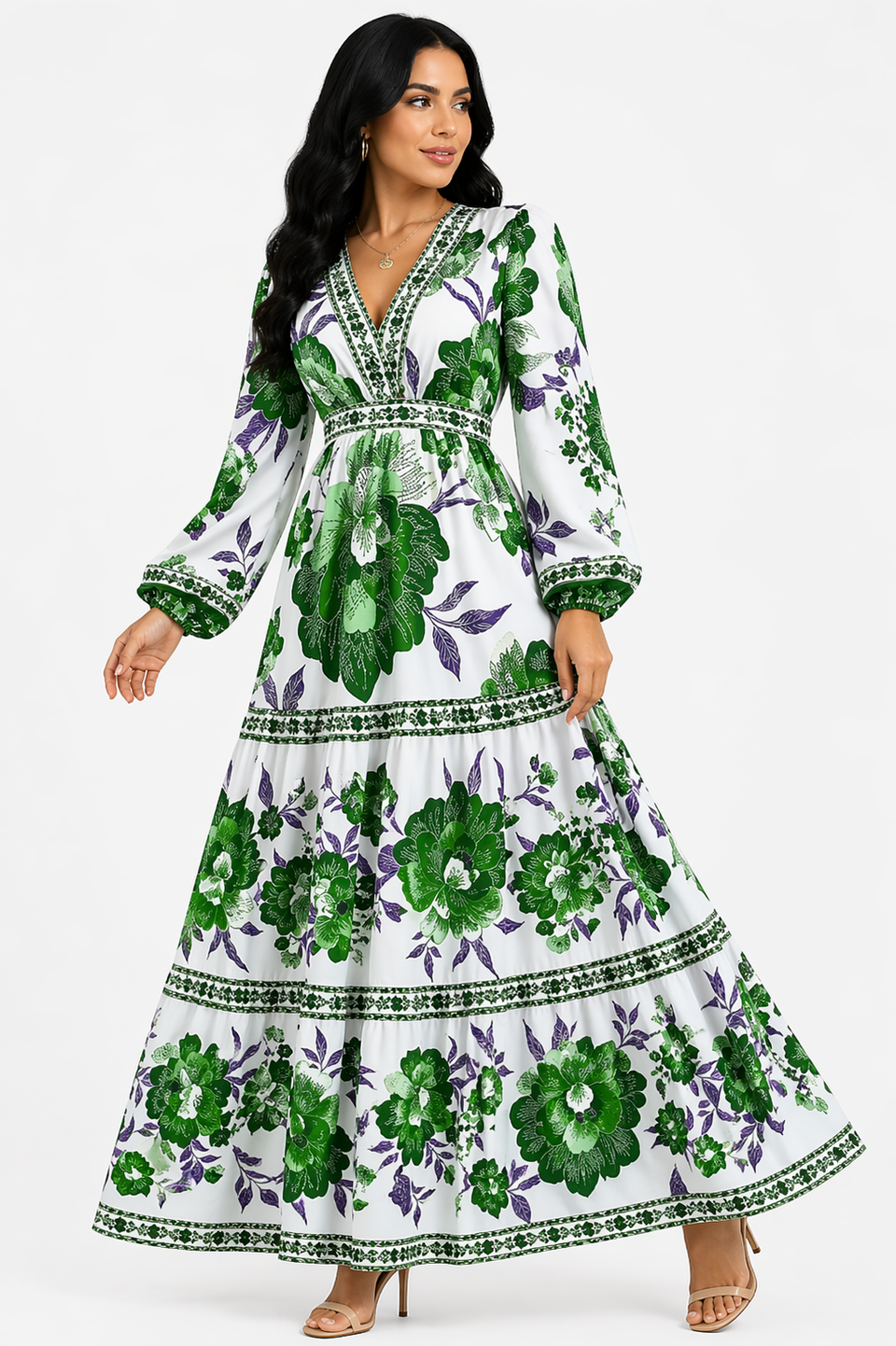 Vestido Midi Floral Elegance Verde