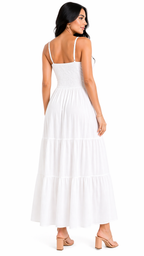 Vestido com Amarração Frontal e Alças Finas Mia Branco