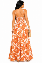 Vestido Longo Estampado Tropical com Recorte Nathy