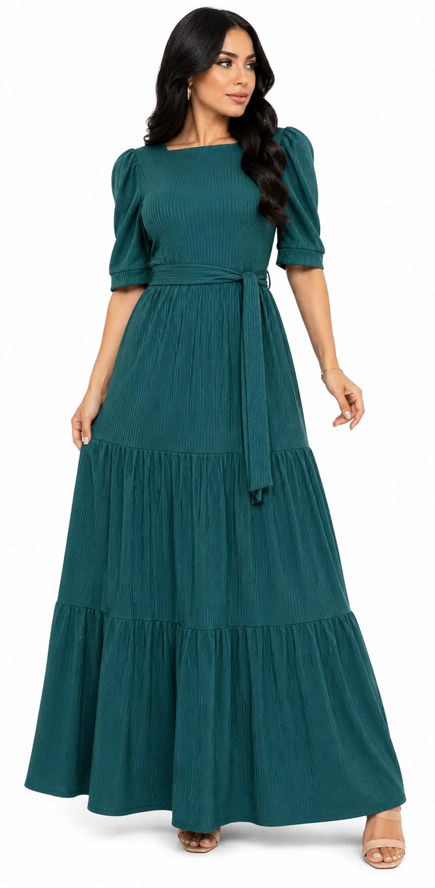 Vestido Charme Atemporal Marina com Toque Sofisticado Verde