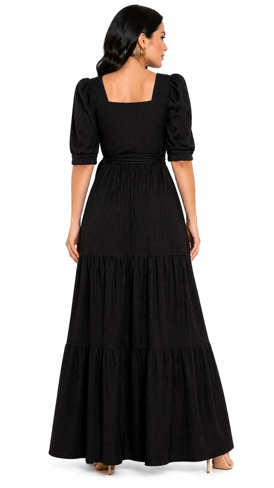 Vestido Charme Atemporal Marina com Toque Sofisticado Preto