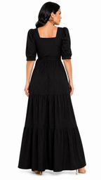 Vestido Charme Atemporal Marina com Toque Sofisticado Preto