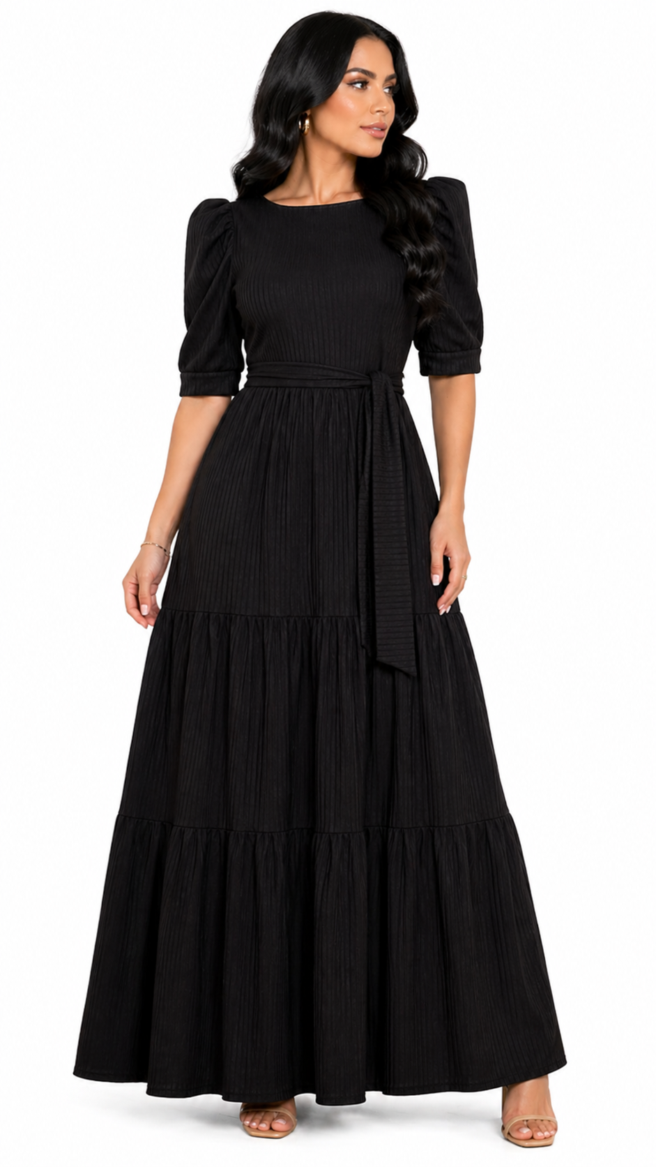 Vestido Charme Atemporal Marina com Toque Sofisticado Preto
