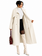 Casaco Feminino Sobretudo Premium Off White Alongado