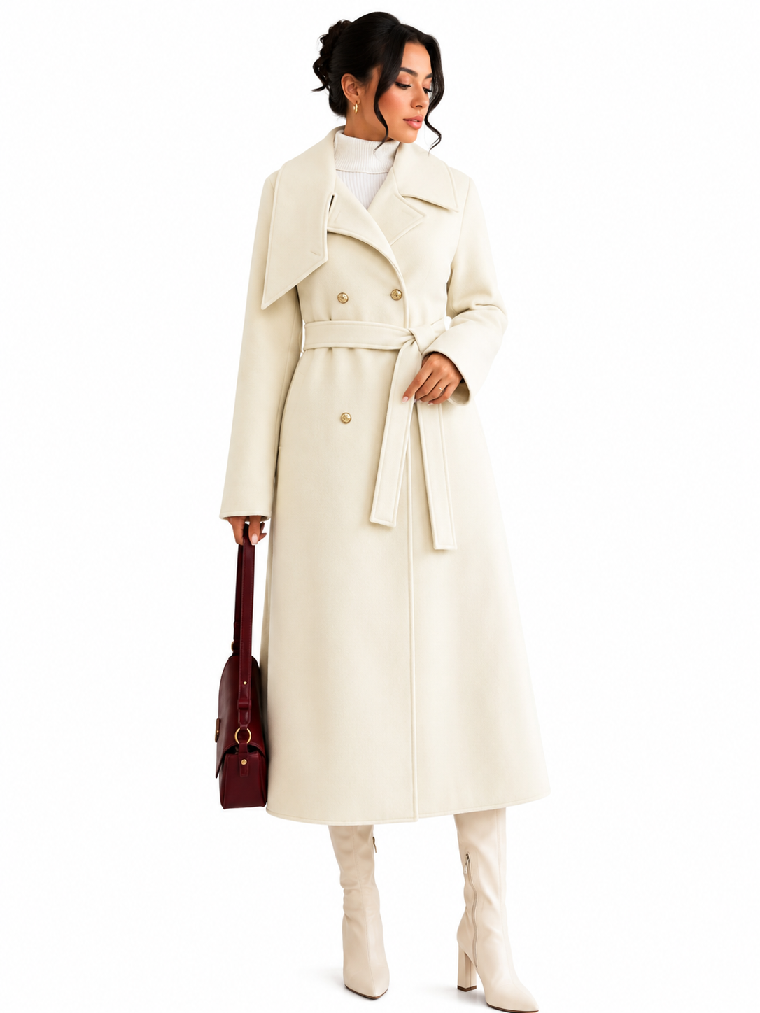 Casaco Feminino Sobretudo Premium Off White Alongado