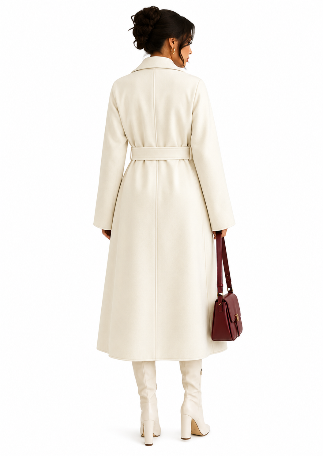 Casaco Feminino Sobretudo Premium Off White Alongado