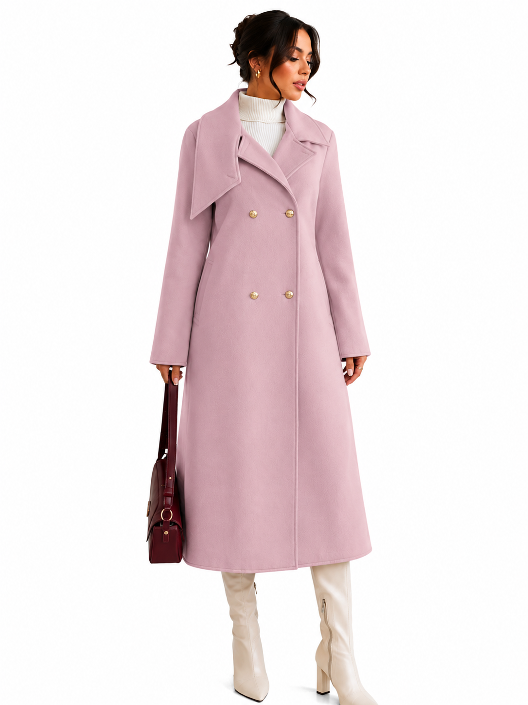 Casaco Feminino Sobretudo Premium Rosa Alongado