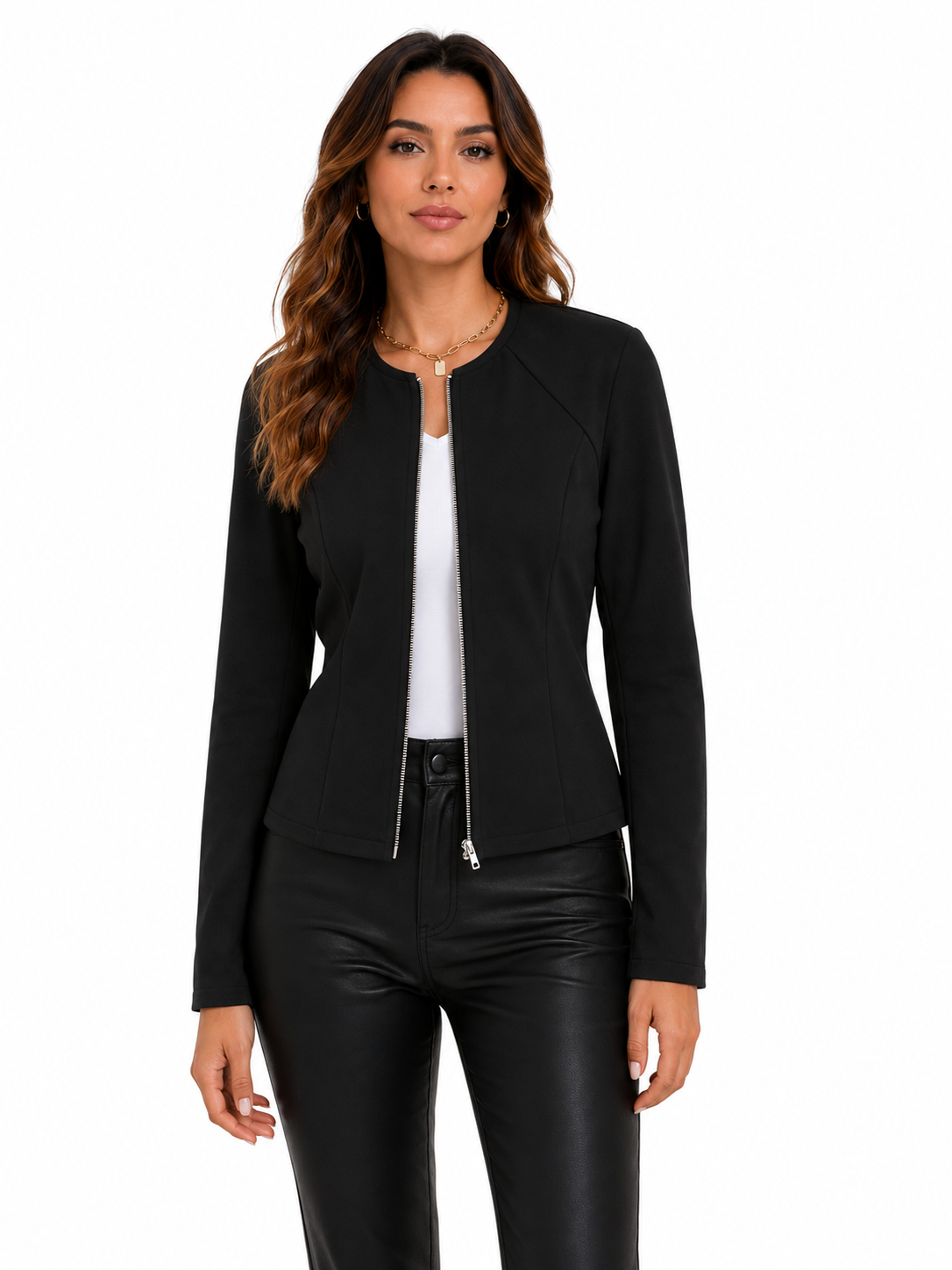 Jaqueta Feminina Preta Minimal Elegance