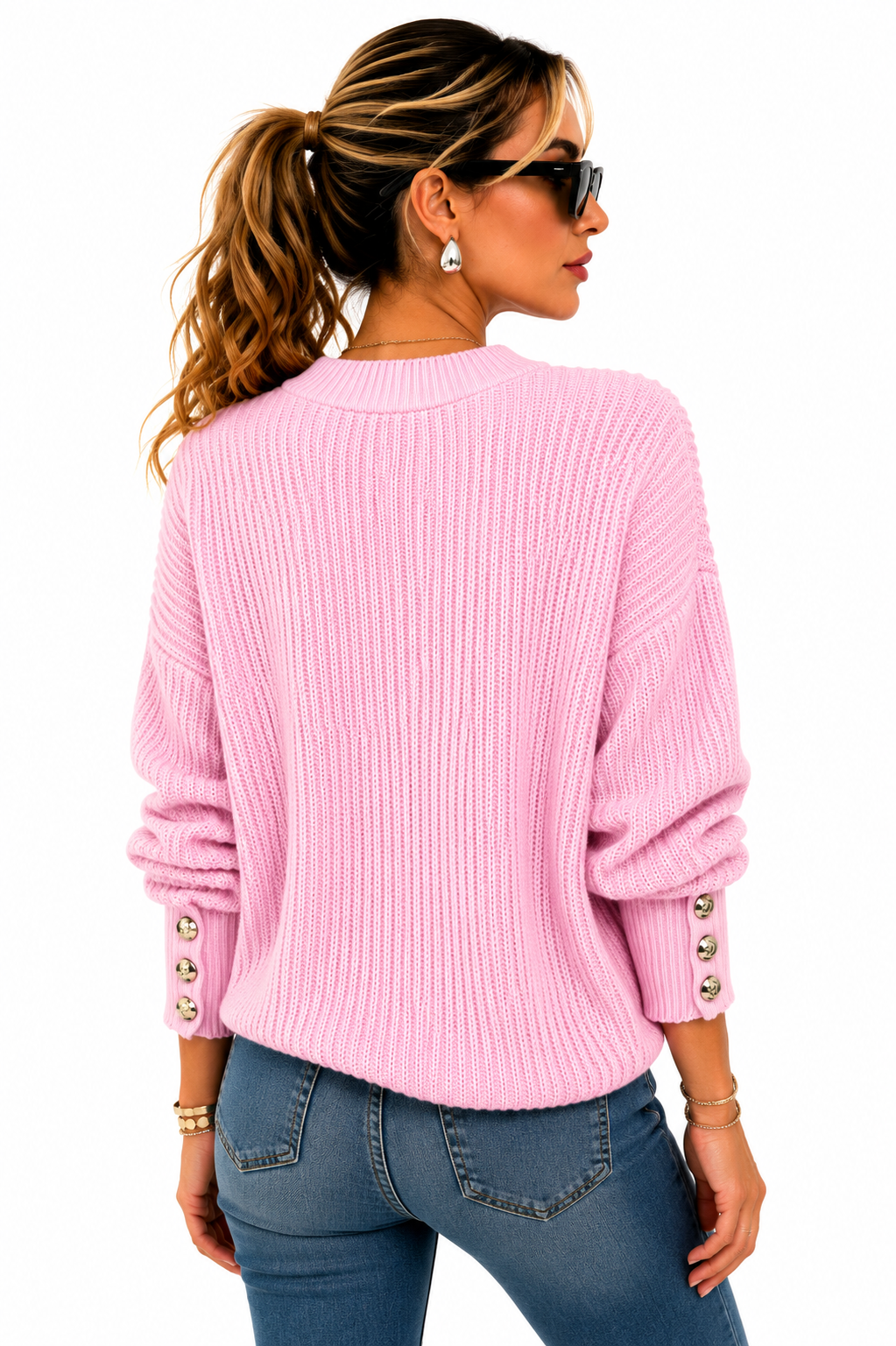 Suéter Feminino Tricô Soft Rosa Bebê Premium