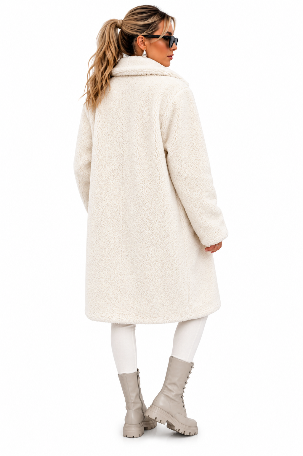 Sobretudo Feminino Teddy Off White Premium Forrado