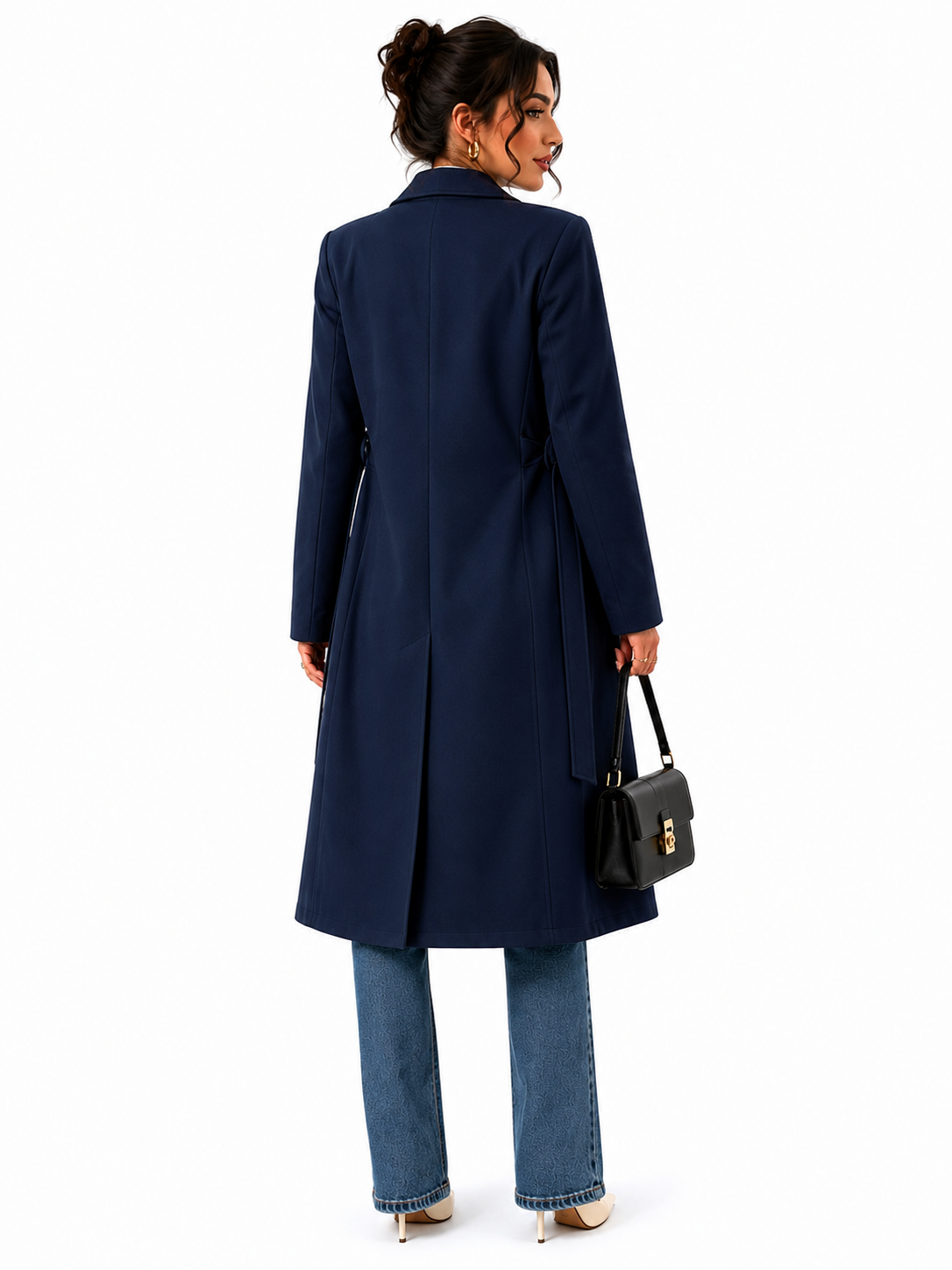 Sobretudo Feminino Alongado Elegance Azul Marinho