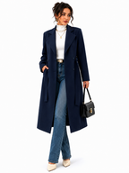 Sobretudo Feminino Alongado Elegance Azul Marinho