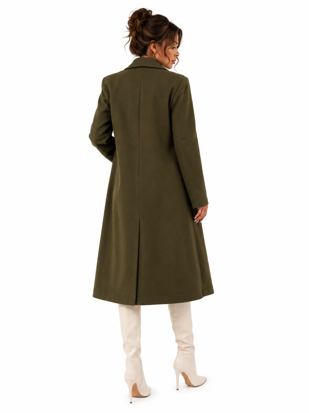 Sobretudo Feminino Alongado Elegance Verde Militar