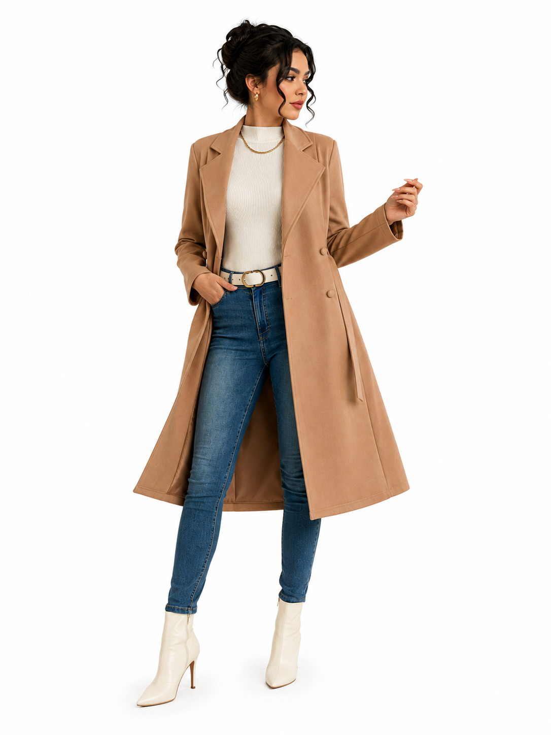 Sobretudo Feminino Alongado Elegance Caramelo