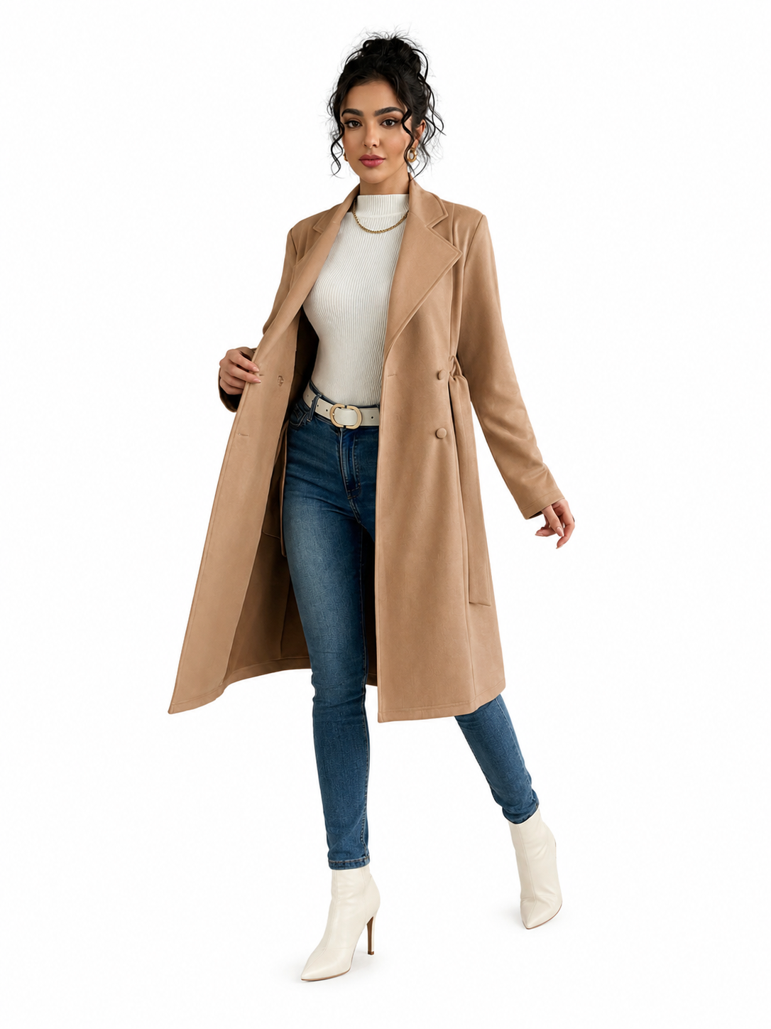 Sobretudo Feminino Alongado Elegance Caramelo