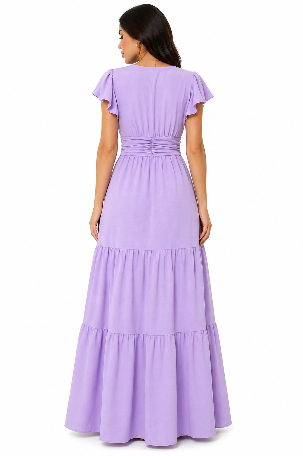 Vestido Longo com Decote e Saia Elegante