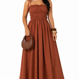 Vestido Longo Sofisticação Natural Marrom Claro