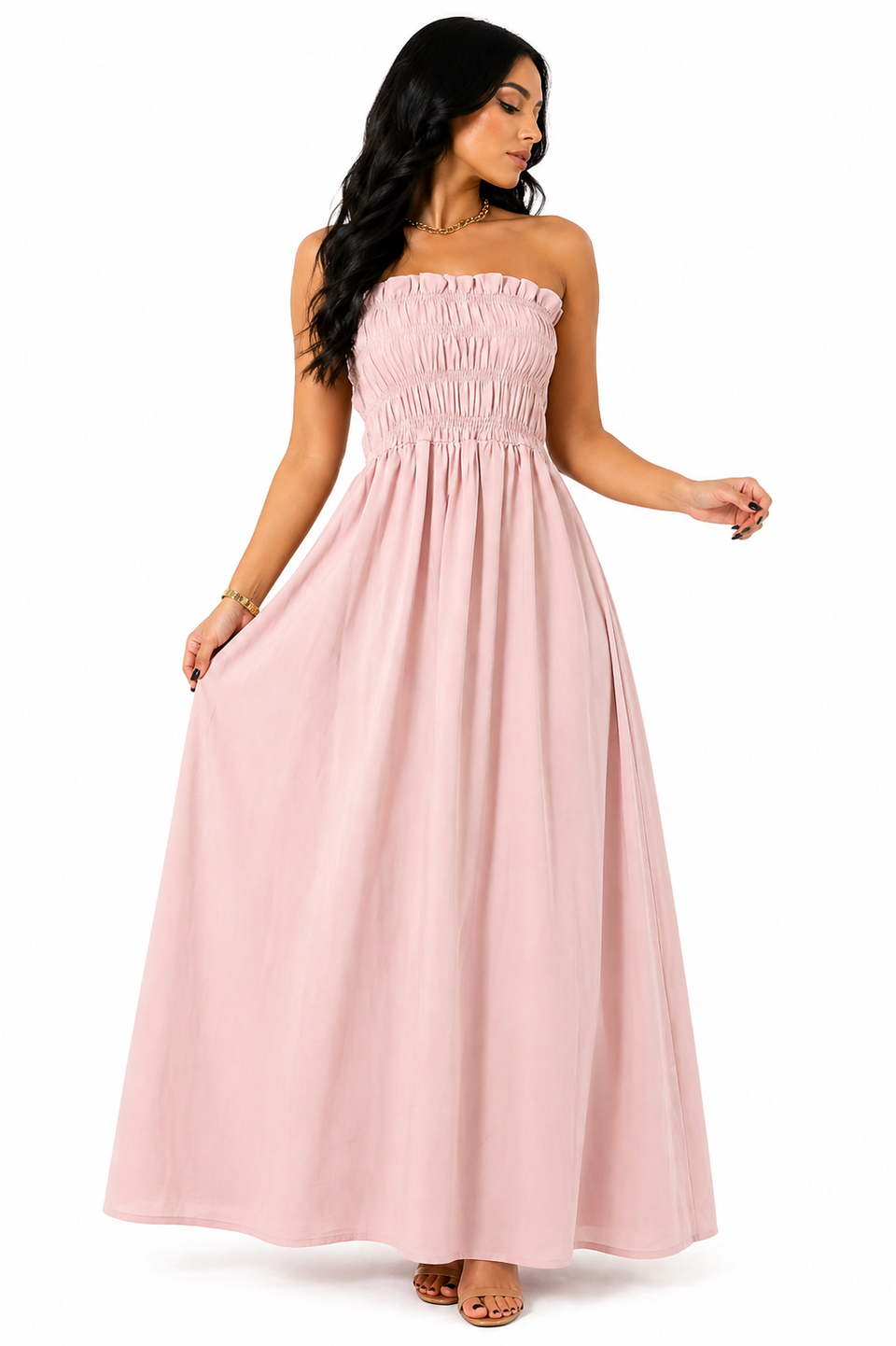 Vestido Longo Sofisticação Natural Rosê