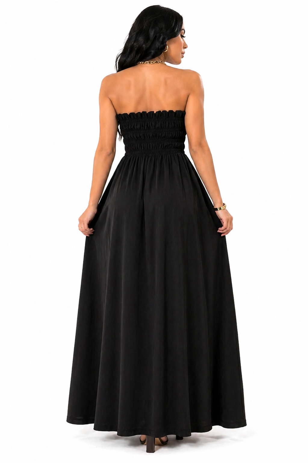 Vestido Longo Sofisticação Natural Preto