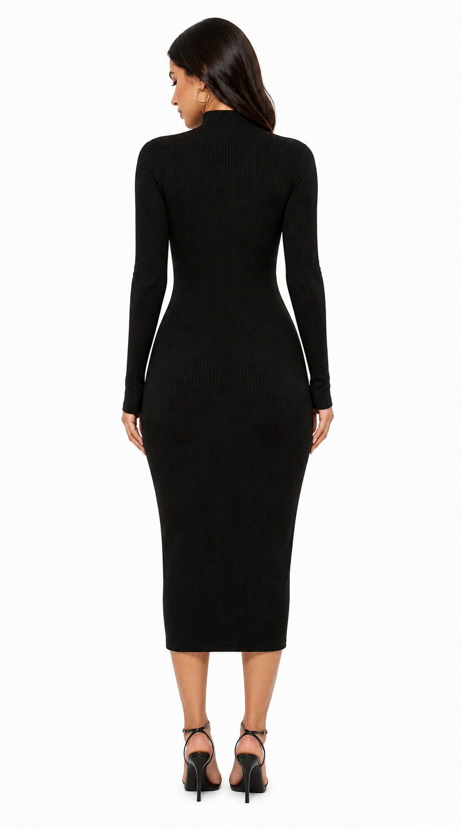 Vestido Midi Sofisticação Minimalista em Preto Elegante