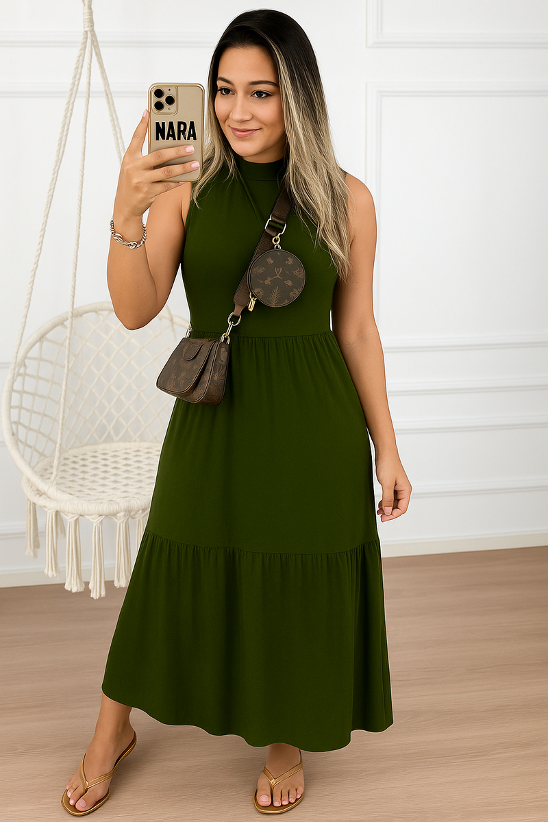 Vestido Olívia – Minimalismo Chic com Toque Atemporal