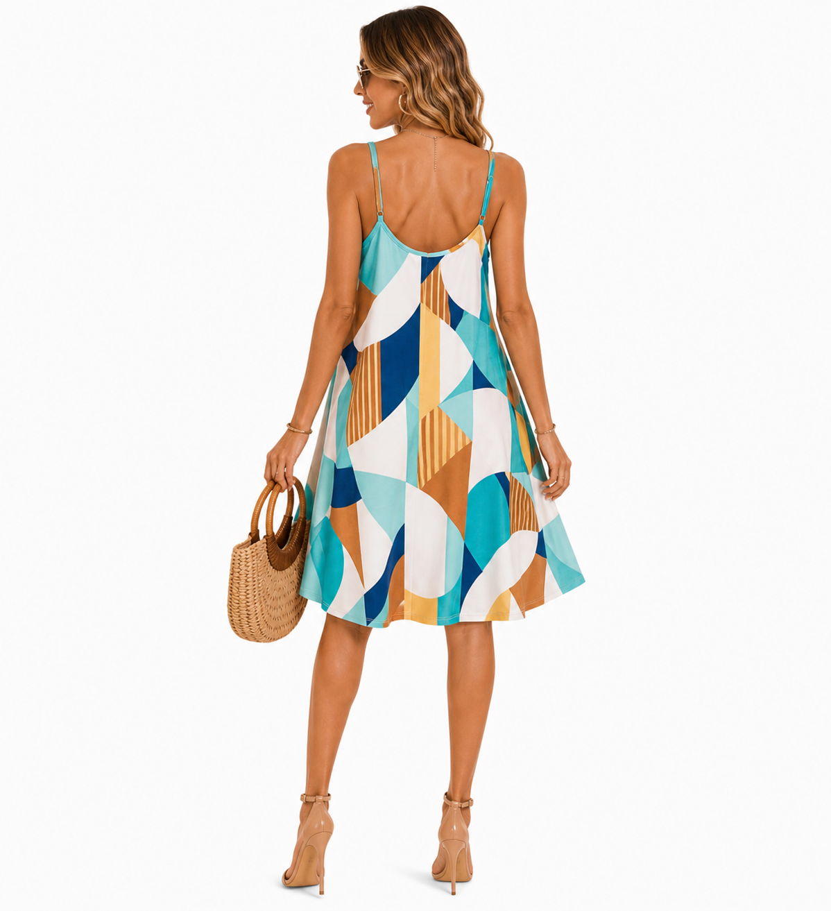 Vestido Casual Geométrico com Leveza Moderna