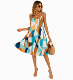 Vestido Casual Geométrico com Leveza Moderna