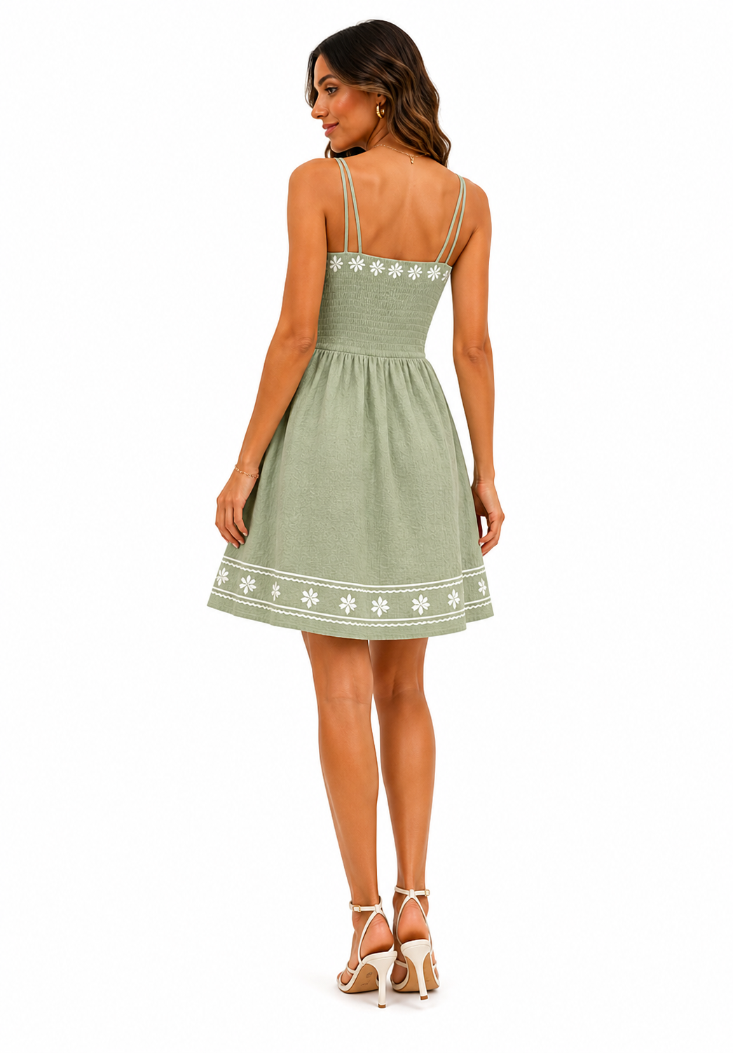 Vestido Casual Delicadeza Bordada Verde