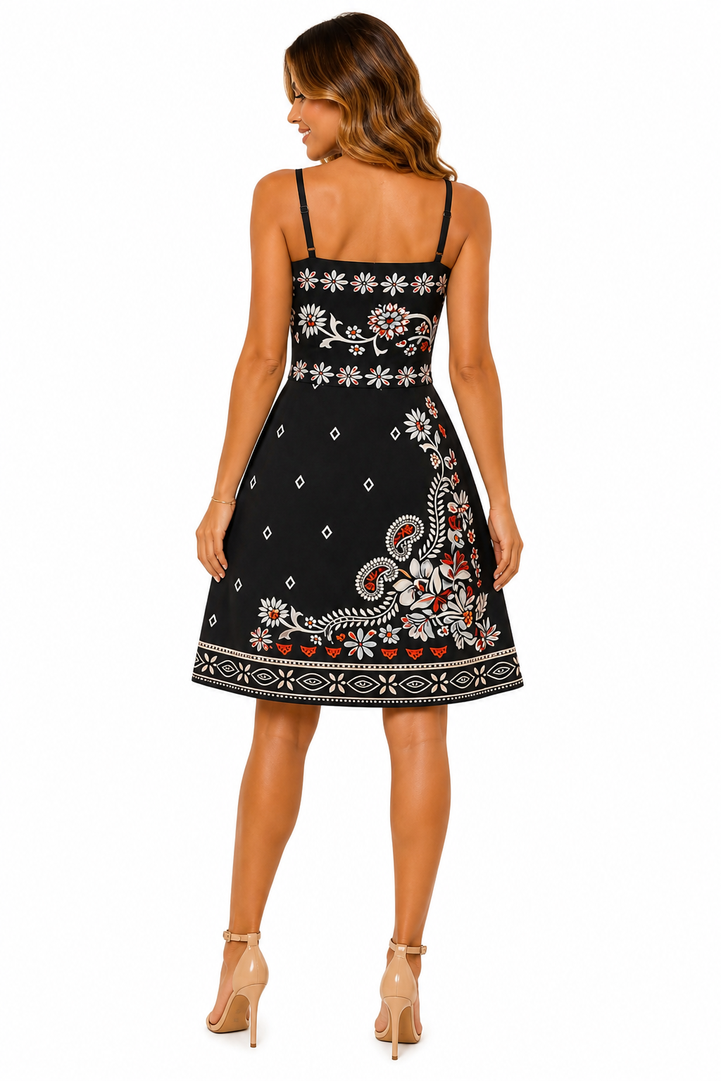 Vestido Casual Estilo Marcante com Estampa Exclusiva Preto